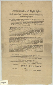 Commonwealth of Massachusetts : In the Year of our Lord One Thousand seven Hundred and Eighty-Four. An Act to enable the inhabitants of the several towns and plantations within this Commonwealth, to ascertain from time to time the amount of monies received by their respective Collectors of public taxes, and what payments they have made to the Treasurer of the Commonwealth.