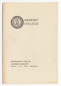 Amherst College Commencement program, 1930 June 16