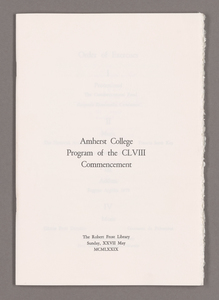 Amherst College Commencement program, 1979 May 27