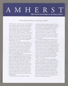 Amherst College annual report to secondary schools, 2000