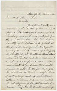 Ornan Eastman letter to William Augustus Stearns, 1864 March 2
