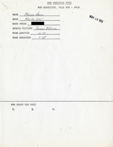 Citywide Coordinating Council daily monitoring report for Thomas A. Edison K8 School in Brighton by Marcia Hams, 1975 November 14