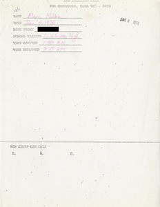 Citywide Coordinating Council daily monitoring report for South Boston High School by Marc Miller, 1976 January 6