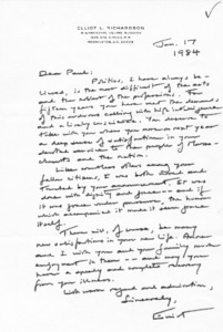 Letter from Elliot L. Richardson to Paul Tsongas