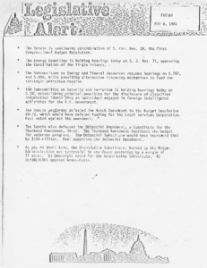 Legislative Alert: Friday, May 8, 1981