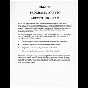 Areyto classes and promotion.
