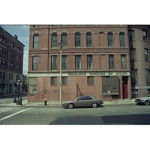 One side of the corner building at 405 Shawmut Ave that serves as Inquilinos Boricuas en Acción's headquarters.