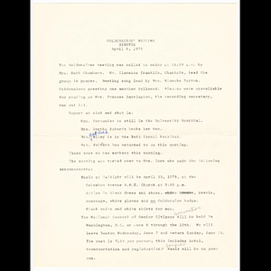 Minutes of Goldenaires meeting held April 6, 1978