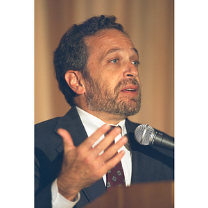 U.S. Secretary of Labor, Robert Reich, speaking at the 25th anniversary dinner for Northeastern's Master of Public Administration program