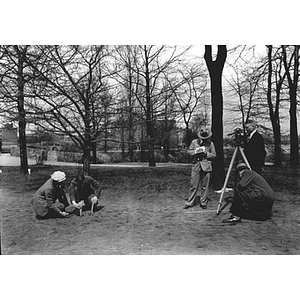 Civil engineering students surveying in the Fens