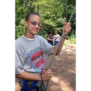 Odalis David Polanco at the Torch Scholars Project Adventure Ropes Course