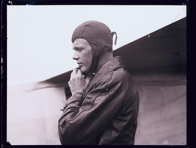 Charles Lindbergh profile with helmet, undated