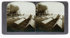 Spars of Oregon fir finished by hand, ship-yard Rockland, Me.