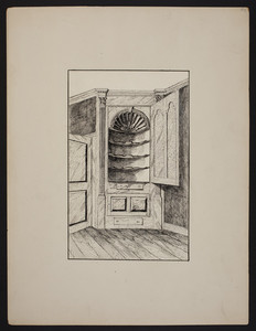 Early New England Interiors. [Jaffrey House corner cupboard.]