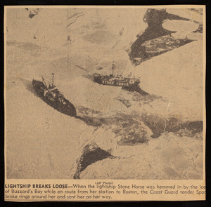 Photograph, "Lightship Breaks Loose," unknown newspaper