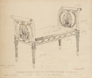 "Piano Bench of Satinwood & Inlay"
