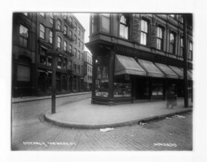 Sidewalk, 108 Washington St., Elm Street intersection, Boston, Mass., November 26, 1905