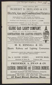 Advertisements for Boston lighting suppliers, Boston, Mass., 1901