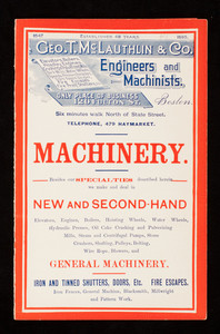 Geo. T. McLauthlin & Co., engineers and machinists, machinery, new and second-hand, 120 Fulton Street, Boston, Mass.