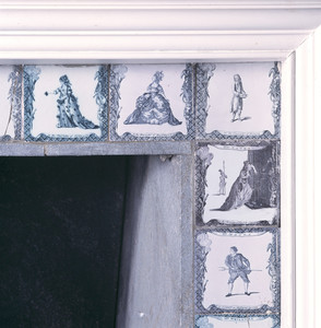 Transfer-printed fireplace tiles, Codman House, Lincoln, Mass.