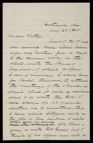 Thomas Lincoln Casey to General Silas Casey, August 28, 1865