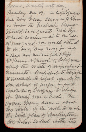 Thomas Lincoln Casey Notebook, November 1889-January 1890, 50, Adams. A nasty wet day