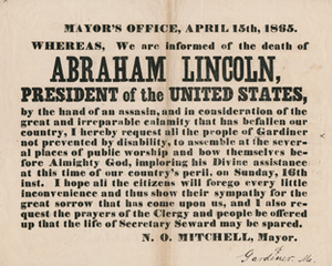 Mayor's Office, April 15th, 1865