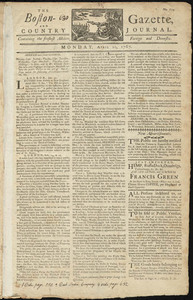 The Boston-Gazette, and Country Journal, 20 April 1767 (includes supplement)