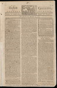 The Boston-Gazette, and Country Journal, 13 December 1773