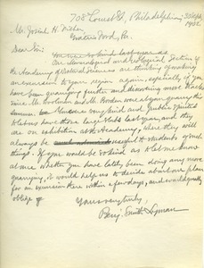 Letter from Benjamin Smith Lyman to Josiah H. Fisher