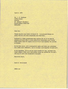 Letter from Mark H. McCormack to J. G. Maitland