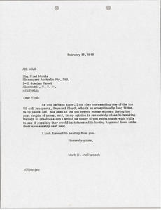 Letter from Mark H. McCormack to Noel Morris