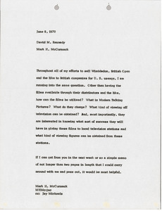 Memorandum from Mark H. McCormack to David M. Kennedy