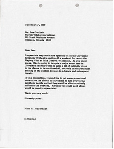 Letter from Mark H. McCormack to Lee Gottlieb
