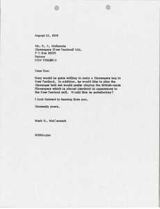 Letter from Mark H. McCormack to R. S. McKenzie