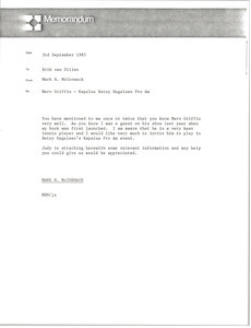 Memorandum from Mark H. McCormack to Erik van Dillen