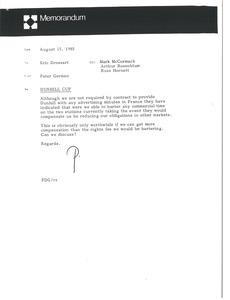 Memorandum from Peter German to Eric Drossart