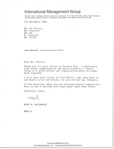 Letter from Mark H. McCormack to Al Porter