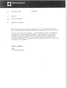 Memorandum from Mark H. McCormack to Matsuki