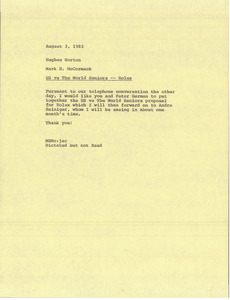 Memorandum from Mark H. McCormack to Hughes Norton