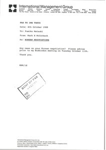 Fax from Mark H. McCormack to Fumiko Matsuki