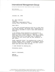 Letter from Mark H. McCormack to Merv Adelson