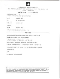 Fax from Michelle Lane to Mary Heath