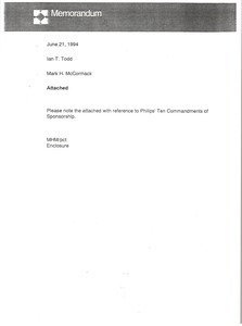 Memorandum from Mark H. McCormack to Ian T. Todd