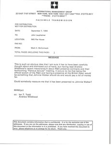 Fax from Mark H. McCormack to John Laupheimer