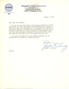 Letter from Joseph F. Timilty to task force members