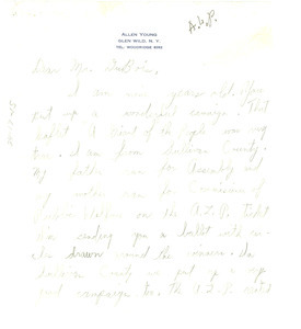 Letter from Allen Young to W. E. B. Du Bois