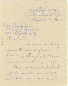 Letter from Teresa Juanita Askew to W. E. B. Du Bois