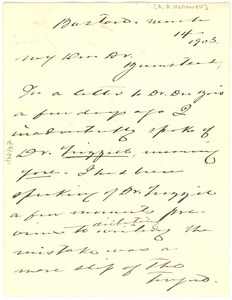 Letter from R. P. Hallowell to Dr. Bumstead