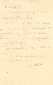 Letter from Nina Du Bois to W. E. B. Du Bois